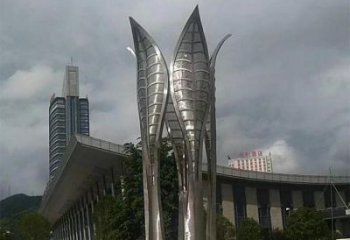 树叶雕塑生产，美陈雕塑，制造镜面不锈钢树叶雕塑厂家