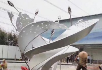 树叶雕塑优选，陆地摆件，不锈钢树叶雕塑制作厂家