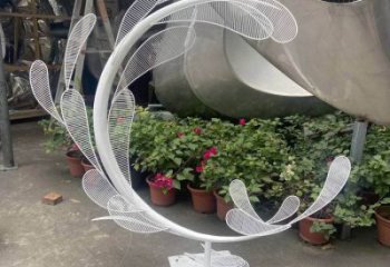 景观树叶雕塑订做，街景小品，镂空烤漆树叶雕塑定制