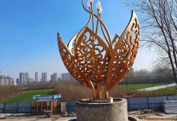 镂空树叶雕塑定价，广场雕塑，烤漆树叶雕塑优价