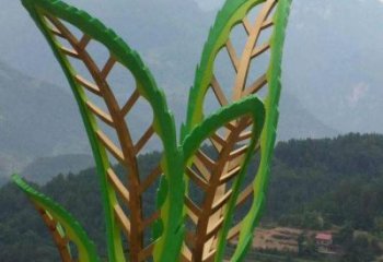 树叶雕塑定做，公园小品，户外烤漆树叶雕塑厂家