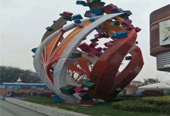 树叶雕塑精选，市标雕塑，金属烤漆树叶雕塑厂家
