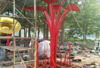 花树雕塑定做，公园小品，烤漆不锈钢花树雕塑定价