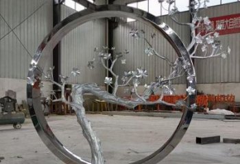 梅花树雕塑制造，城区小品，不锈钢梅花树雕塑提供