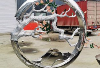 梅花树雕塑制作，公园小品，不锈钢梅花树雕塑订做