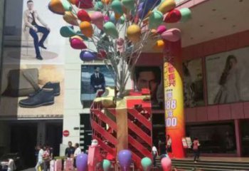 气球树雕塑厂家，圆雕体系，玻璃钢气球树雕塑选定