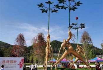 人参雕塑优选，白钢构件，不锈钢人参树雕塑厂家