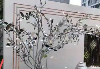 枫树雕塑优选，白钢构件，不锈钢枫树雕塑工程