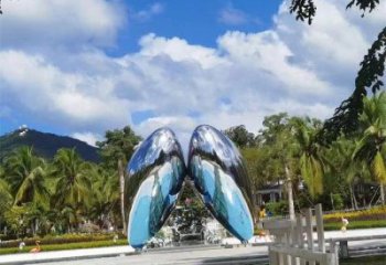 四叶草雕塑厂家，景区案例，不锈钢四叶草雕塑常用