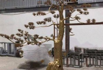 松树雕塑造型，中式工艺，不锈钢松树雕塑制造厂家