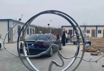 圆环树雕塑点击，景观雕塑，不锈钢圆环树雕塑制作
