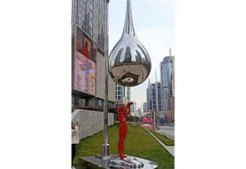 水滴雕塑专供，园林装饰，不锈钢镜面水滴雕塑批发