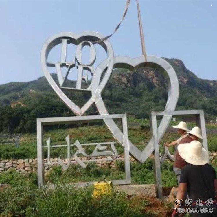 现代love雕塑承接，欧式风格，广场不锈钢love雕塑精选