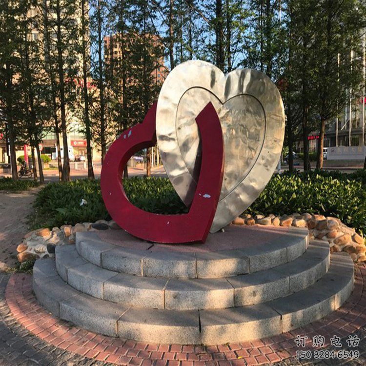 爱心雕塑通用，街道标识，钢铸烤漆爱心雕塑承接