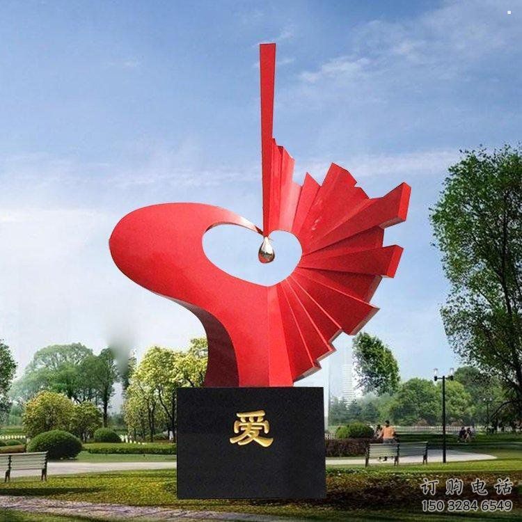 爱心雕塑制造商，城市雕塑，不锈钢爱心雕塑观赏型