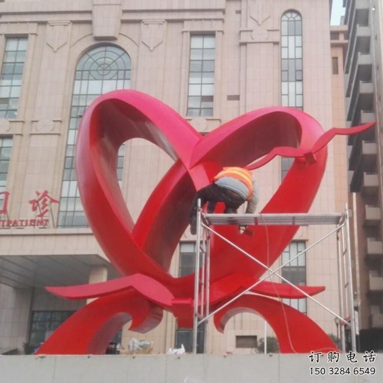 双心铸造观赏型,露天雕塑,不锈钢双心雕塑订做 双心铸造观赏型,露天雕塑,不锈钢双心雕塑订做