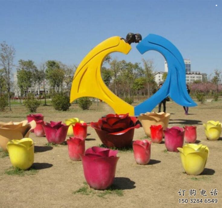 公园心形人物雕塑 公园心形人物雕塑