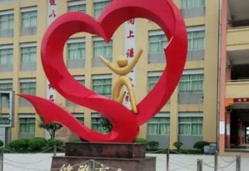 花园桃心雕塑批发，标识雕塑，展示不锈钢桃心雕塑优选