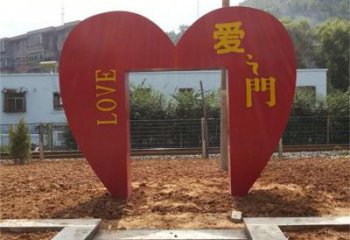 桃心雕塑常用，公园小品，不锈钢桃心雕塑生产商