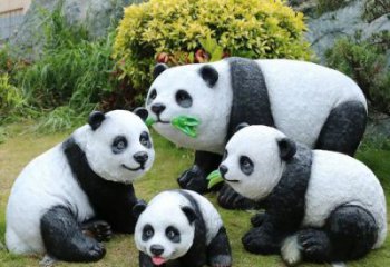 熊猫雕塑观赏型，公园小品，仿真熊猫雕塑常用