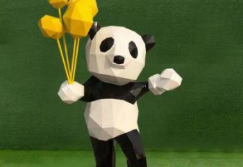 烤漆熊猫雕塑制造商，室外软装，卡通熊猫雕塑制作厂家