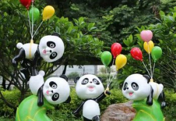 熊猫雕塑观赏型，露天雕塑，卡通熊猫雕塑订做厂家