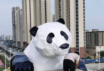 抽象熊猫雕塑展品，小区雕塑，切面熊猫雕塑工程制作