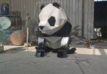 熊猫雕塑精选，陆地摆件，公园切面熊猫雕塑精品