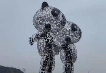 镂空熊猫雕塑制造商，广场雕塑，镂空熊猫雕塑厂家