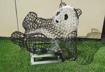 熊猫雕塑制作，标识雕塑，镂空熊猫雕塑厂家优选