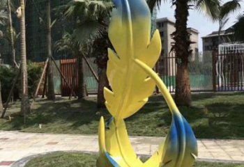 羽毛雕塑承接，景区案例，公园烤漆羽毛雕塑定制