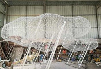 镂空云朵雕塑，编织工艺制作，金属景观雕塑