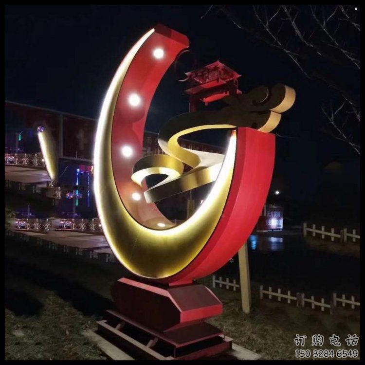 月亮雕塑观赏型，街景小品，镂空月亮雕塑主题常用