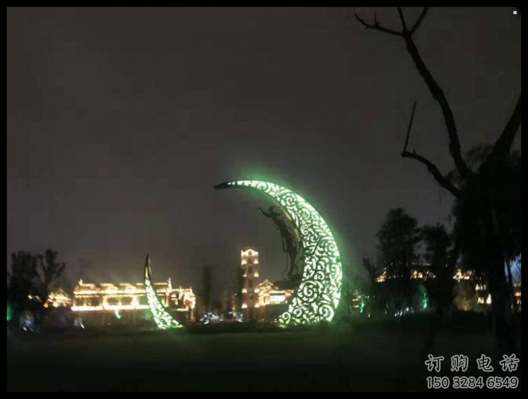 景观馆月牙雕塑,镀铜景观雕塑,镀铜工艺 景观馆月牙雕塑,镀铜景观雕塑,镀铜工艺