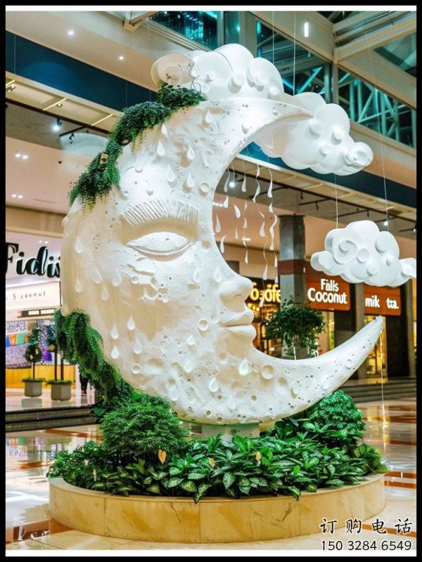月亮雕塑展品，彩钢制作，酒店不锈钢月亮雕塑精品