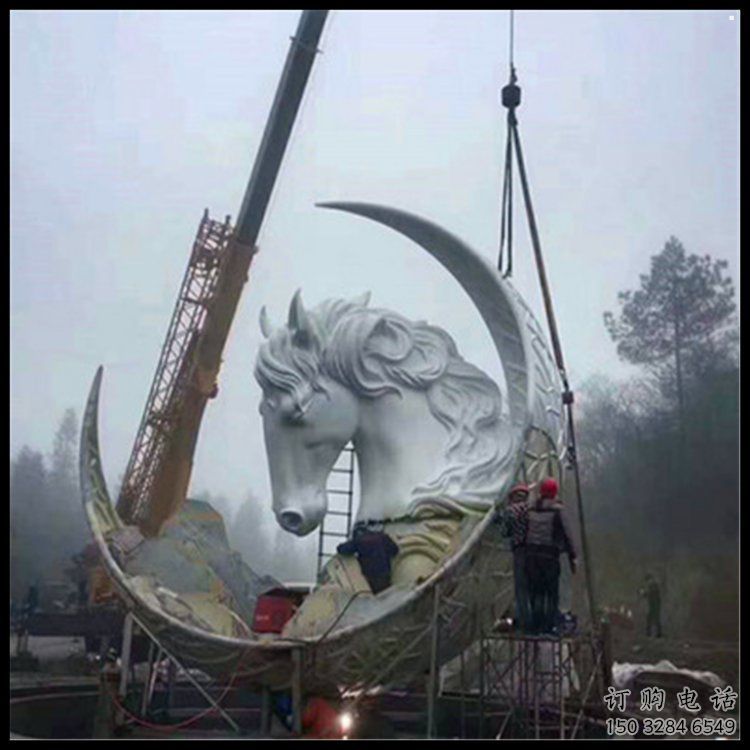 月亮雕塑通用，陆地摆件，各类月亮马头雕塑点击