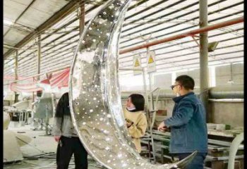 月亮雕塑制作专供，园林装饰，建筑镂空月亮雕塑批发
