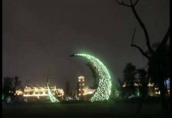 景观馆月牙雕塑，镀铜景观雕塑，镀铜工艺