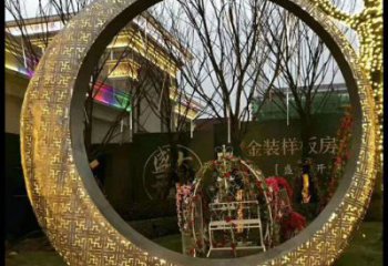 月牙雕塑订做，城市装饰，庭院镂空月牙雕塑展品