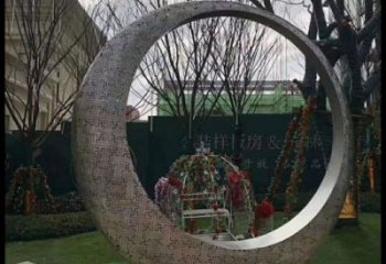 月牙雕塑工厂优选，城市装饰，景观镂空月牙雕塑供给