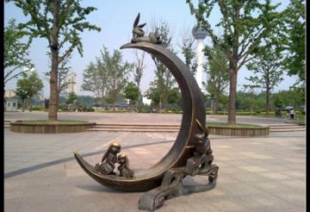 金属月亮雕塑制造商，钢管组合，不锈钢月亮雕塑优选