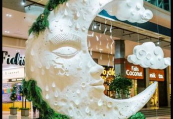 月亮雕塑展品，彩钢制作，酒店不锈钢月亮雕塑精品