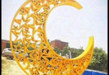 月亮雕塑制作承接，陆地摆件，不锈钢月亮雕塑制造商