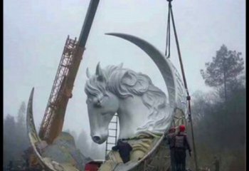 月亮雕塑通用，陆地摆件，各类月亮马头雕塑点击