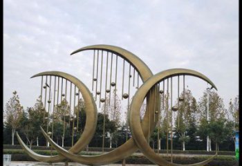 大型月亮雕塑公司，花园小品，月亮水帘雕塑厂家提供
