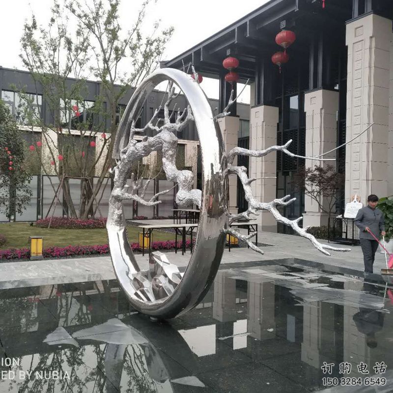 拉丝花环雕塑 拉丝花环雕塑