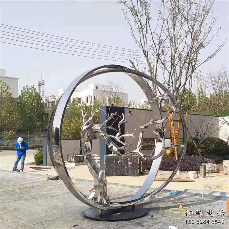 景墙圆环雕塑专供，美陈雕塑，社区烤漆圆环雕塑预定