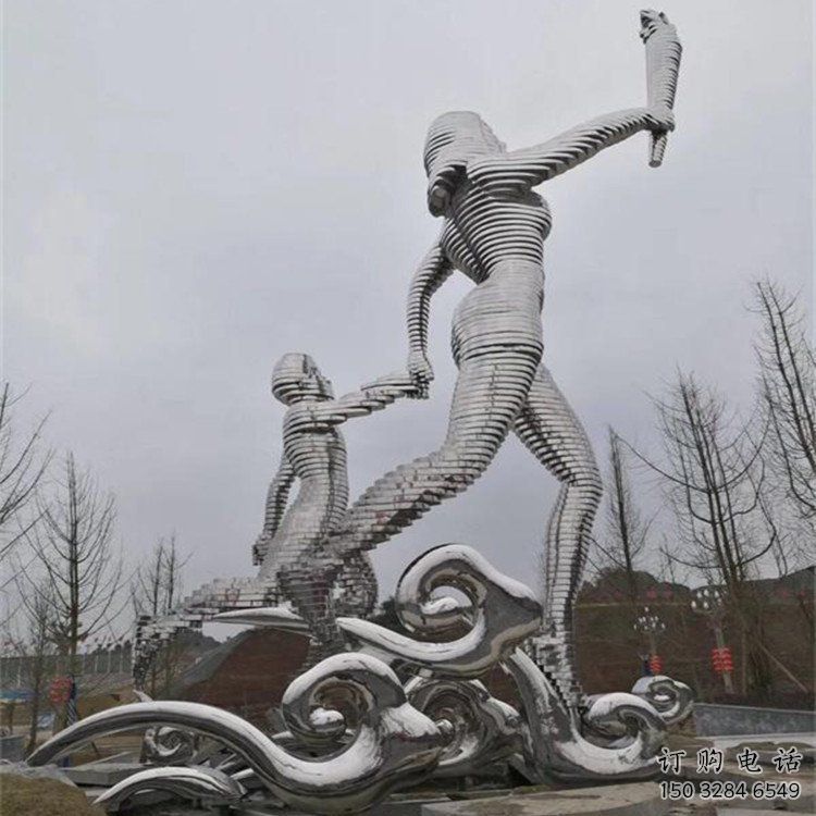 火炬人雕塑,镜面工艺-不锈钢螺旋造型雕塑 火炬人雕塑,镜面工艺-不锈钢螺旋造型雕塑