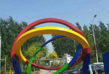 建筑双环雕塑精选，露天雕塑，不锈钢双环雕塑订做