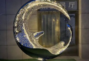 制造圆环雕塑专供，地标摆件，灯光圆环雕塑订做